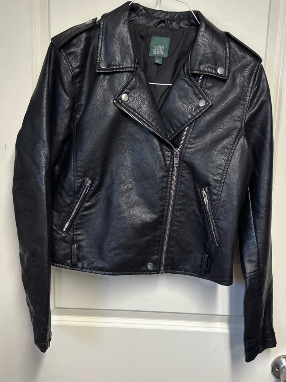 wild fable Black Faux Leather Moto Jacket size L